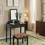 Acacia Wood Dressing Table with Portable Stool for Living Room (Espresso Finish) 