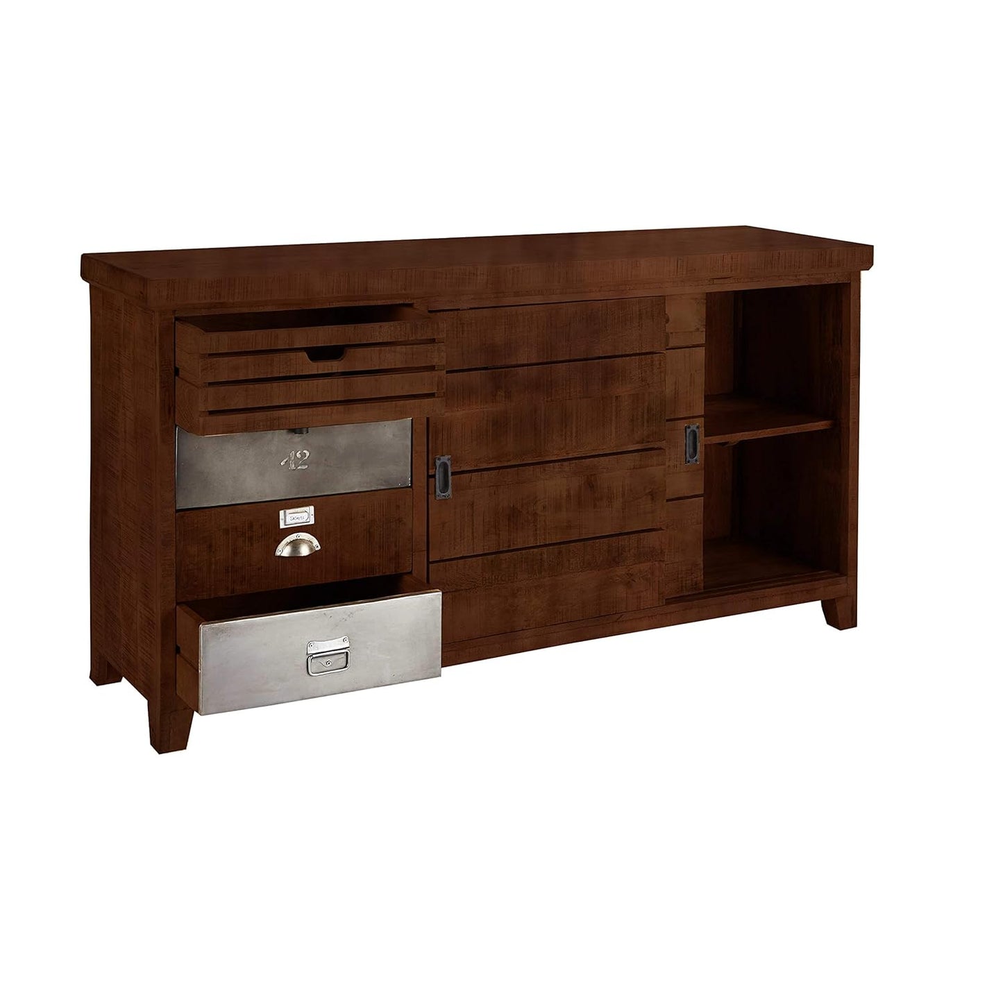 APRODZ Mango Wood Lzium Sideboard Storage Cabinet for Living Room | Wooden Cabinet for Kitchen | Brown Finish