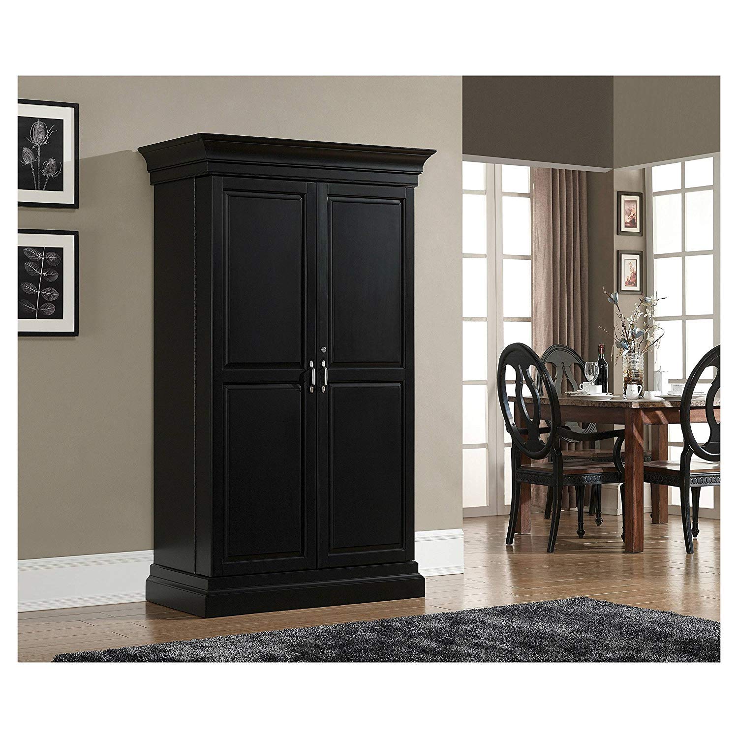 Mango Wood Peetz Royal Stylish Bar Cabinet with Wine Glass Storage for Living Room | Chestnut Finish 