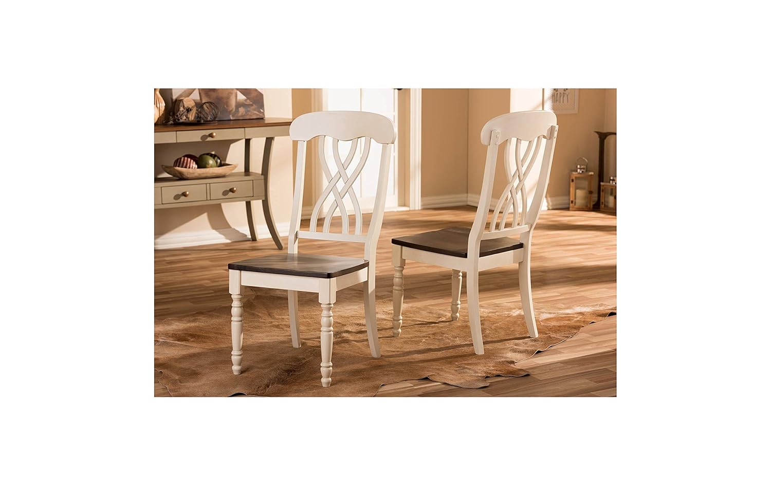 APRODZ Sheesham Wood Marceio Dining Chair Set for Home | Set of 2 Chair | Cream Finish