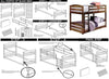 Mango Wood Bunk Bed Without Storage Single Bed Furniture for Bedroom Living Room Home (Brown Finish)