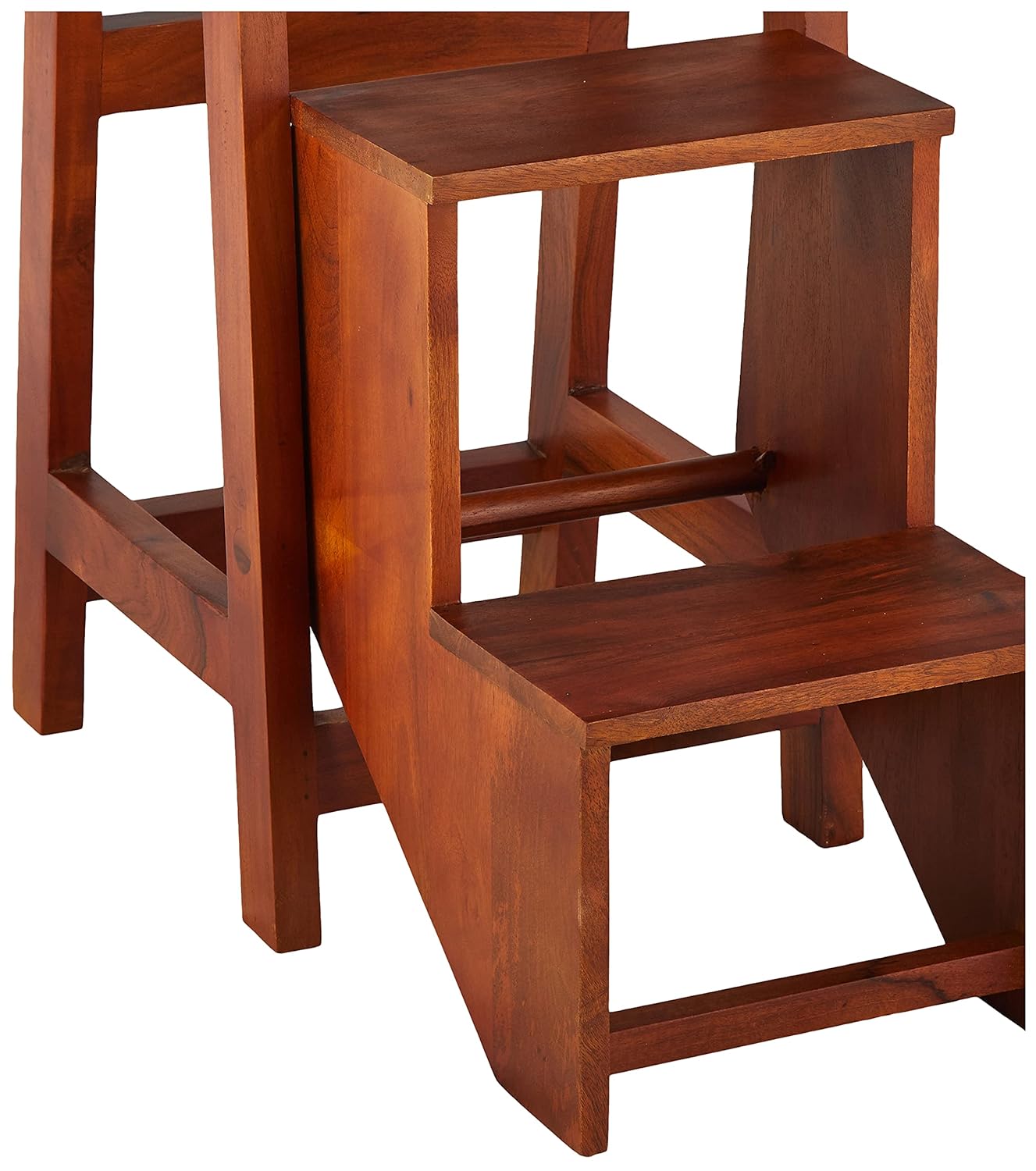 Mango Wood Folding Step Side End Table for Home | Stap Stool Table | Dark Brown 