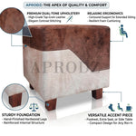 Printed Ottoman Stool Upholstered Foam Cushioned Pouffes for Living Room | Puffy Muddha Stool for Footrest & Sitting, Velvet Pouf Stool, Furniture for Home Decor, Office Set of 1 (Dark Brown) 