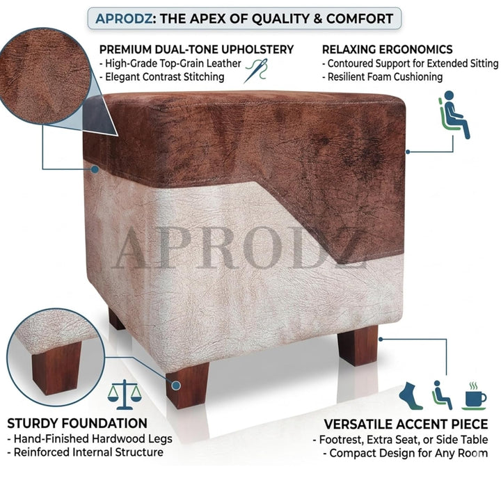 Translation missing: en.Printed Ottoman Stool Upholstered Foam Cushioned Pouffes for Living Room | Puffy Muddha Stool for Footrest &amp; Sitting, Velvet Pouf Stool, Furniture for Home Decor, Office Set of 1 (Dark Brown) 
