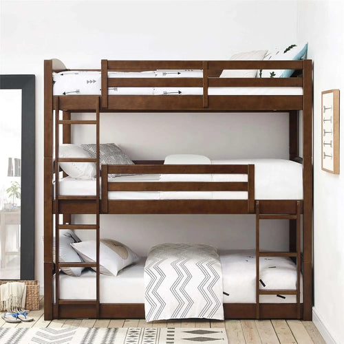 APRODZ Ipsotu Mango Wood Bunk Bed Without Storage Single Bed Furniture for Bedroom Living Room Home (Mango - Brown)