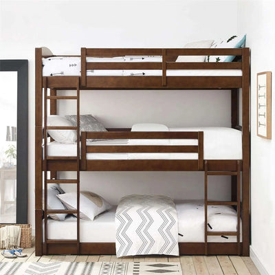 Ipsotu Mango Wood Bunk Bed Without Storage Single Bed Furniture for Bedroom Living Room