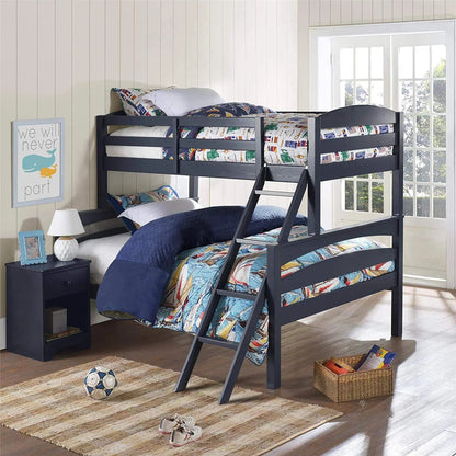 APRODZ Solid Wood Reese Bunk Bed for Bedroom | Graphite Blue Finish 