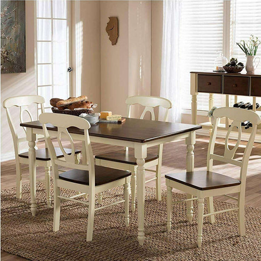 APRODZ Solid Wood Pensac 4 Seater Dining Table Set for Home | Dining Furniture | Brown & White Finish