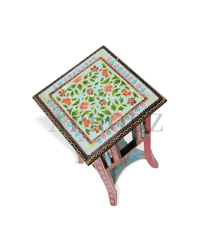 APRODZ Wooden Handcrafted Multipurpose Stool | Portable Hand Painting Planter Stool (Multicolor)