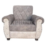 Sofa | Wood Frame Suede Fabric 40D Foam Cushion | Comfortable, Durable, Stylish & Modern for Living Room Furniture | Compact Design Lounge Seat Relaxation (Light Grey + Beige) 
