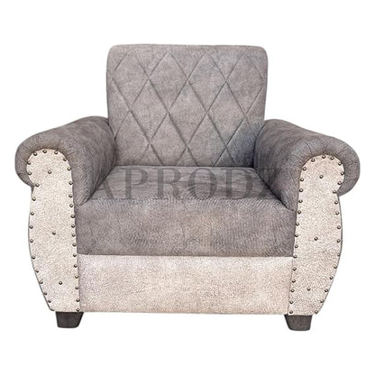 Sofa | Wood Frame Suede Fabric 40D Foam Cushion | Comfortable, Durable, Stylish & Modern for Living Room Furniture | Compact Design Lounge Seat Relaxation (Light Grey + Beige) 