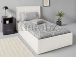APRODZ Upholstered Single Size Bed with Box Storage (White Leatherette)