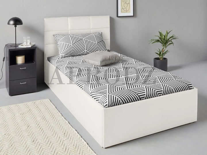 Translation missing: en.APRODZ Upholstered Single Size Bed with Box Storage (White Leatherette)
