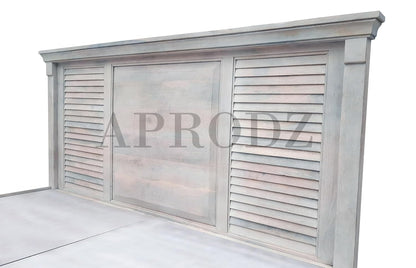 Elmore Mango Wood Bed for Bedroom Furniture (Whitewash Finish)