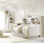 APRODZ Solid Wood Holroyd Daybed with Trundle Bed & with Bookcase on Headboard for Kids Room
