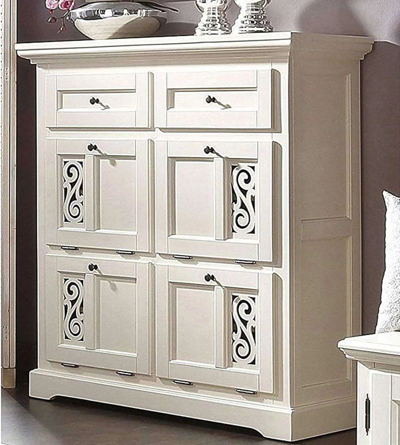APRODZ Mango Wood Preto Shoe Cabinet for Home | Shoe Rack Organiser | White Finish