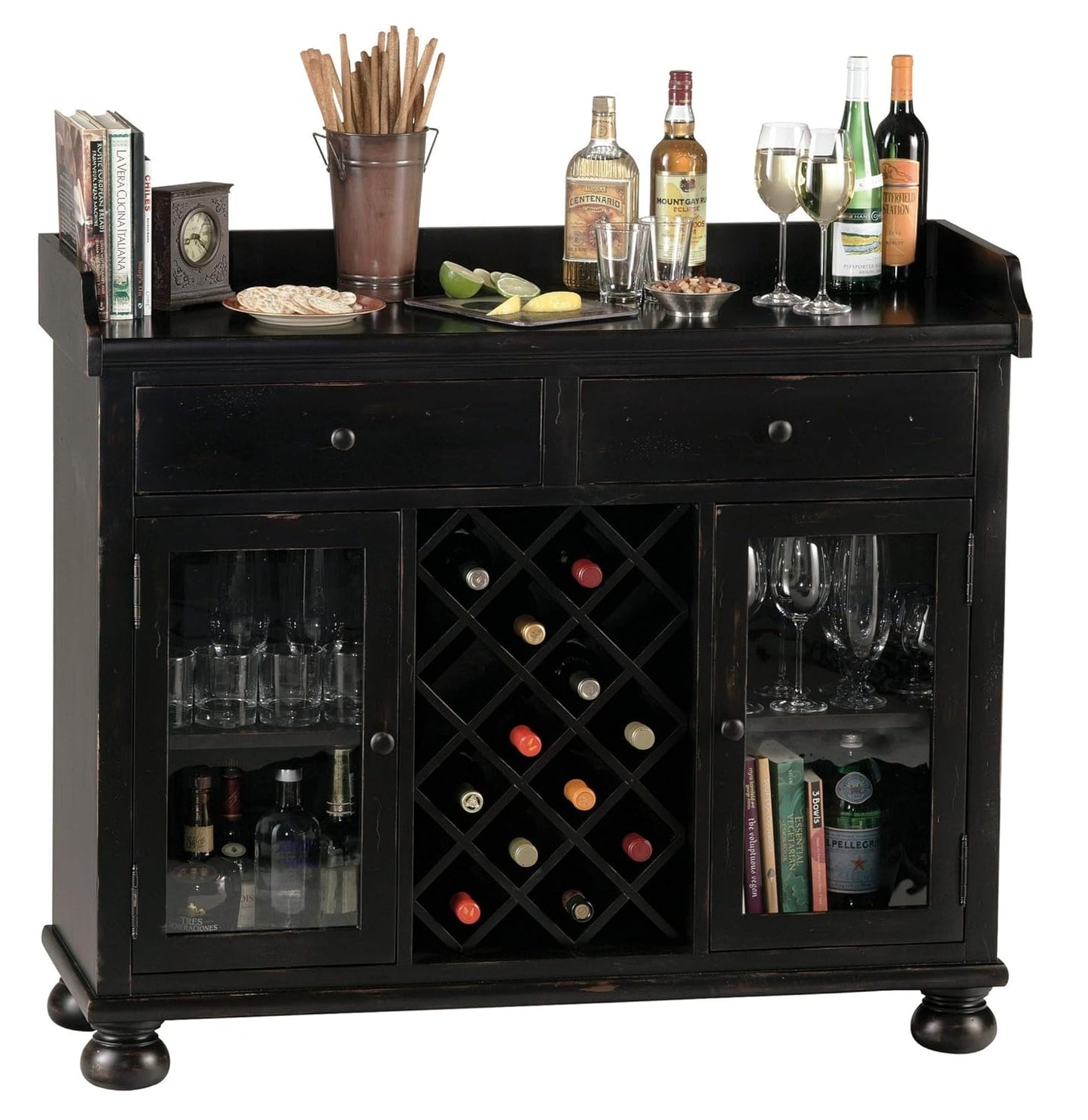 APRODZ Mango Wood Wine Storage Telfer Bar Cabinet for Living Room, Honey Finish, Standard (bc-45)