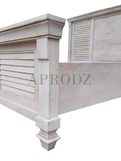 Elmore Mango Wood Bed for Bedroom Furniture (Whitewash Finish)