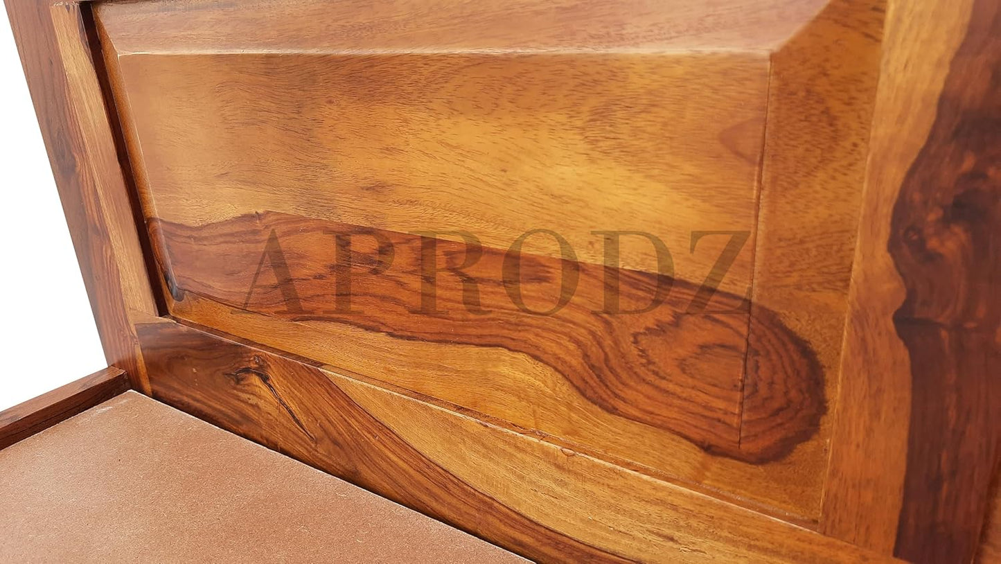Patarp Sheesham Wood Single Size Bed for Bedroom & Living Room (Honey Finish)