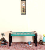 Wooden Bench | Colorful Bench for Seating | Sheesham Wood | Cotton Rope | Sitting Bench for Balcony - Home - Garden | Charpai (CRF-2, Medium) 