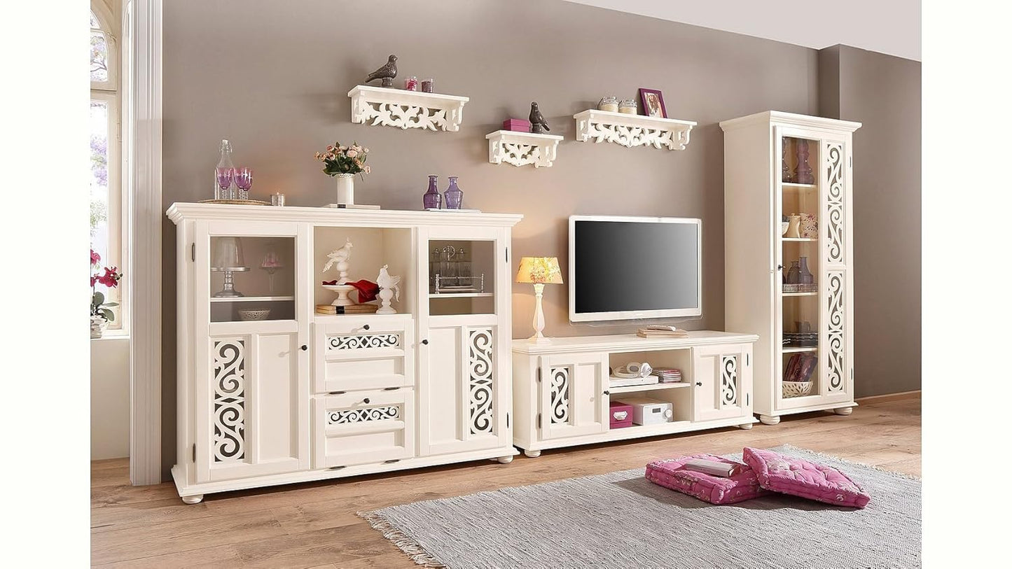 APRODZ Soild Wood Fora Sideboard Storage Cabinet for Living Room | White Finish