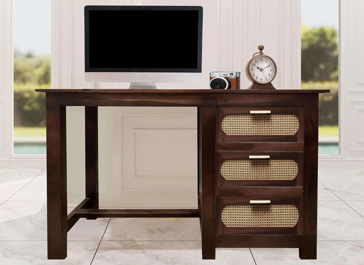 Translation missing: en.APRODZ Sheesham Wood and Cane Office Desk Study Computer Table for Study Room with 1 Drawer and 1 Door (Rosewood - Mahogany)