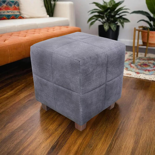 Translation missing: en.Square Printed Ottoman Stool Upholstered Foam Cushioned Pouffes for Living Room | Puffy Muddha Stool for Footrest &amp; Sitting, Velvet Pouf Stool, Furniture for Home Decor, Office Set of 2 (Navy) 