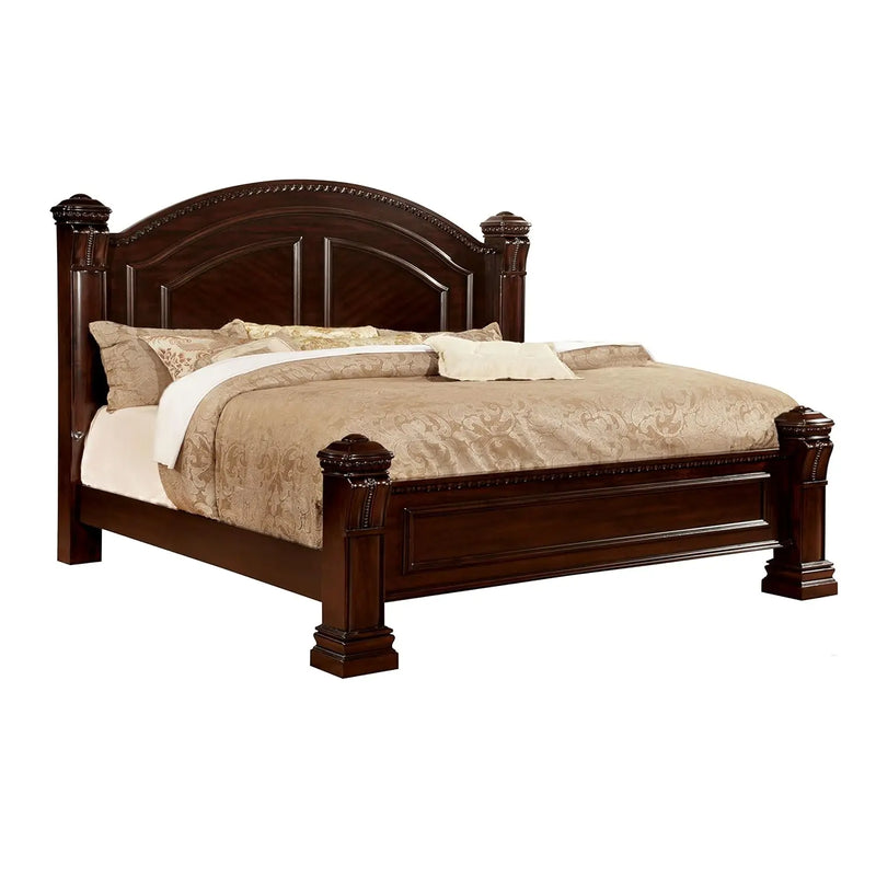 Solid Wood Without Storage Queen Size Clare Bed for Bedroom Stylish | Dark Brown Finish 