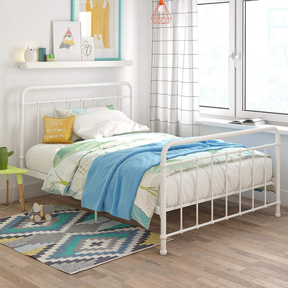 Marks Elegant Metal Bed Frame with Headboard & Footboard 