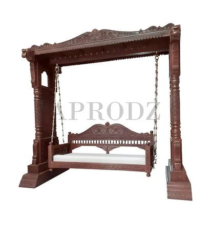 Wooden Swing Jhula with Stand for Indoor Outdoor & Balcony | House Swings for Adults (Walnut and Honey Finish) 