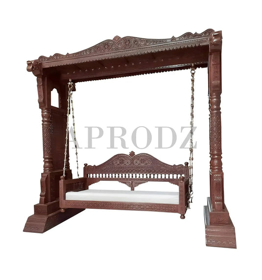 Translation missing: en.Wooden Swing Jhula with Stand for Indoor Outdoor &amp; Balcony | House Swings for Adults (Walnut and Honey Finish) 