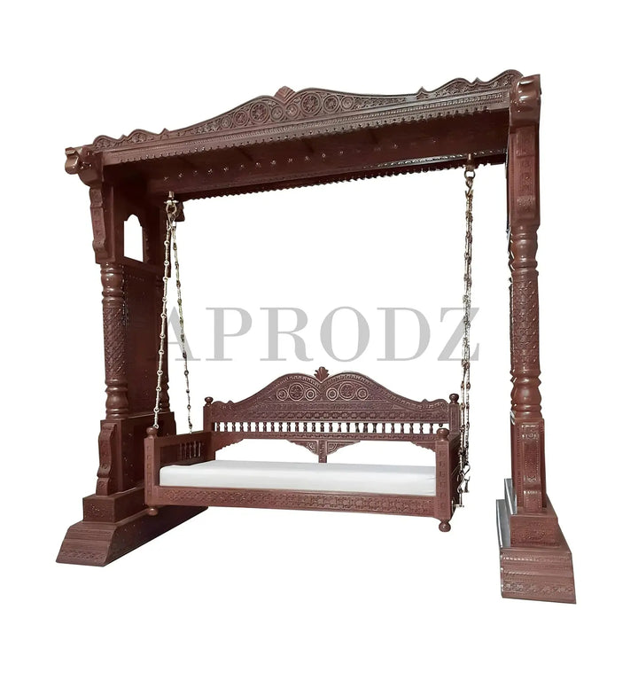 Translation missing: en.Wooden Swing Jhula with Stand for Indoor Outdoor &amp; Balcony | House Swings for Adults (Walnut and Honey Finish) 