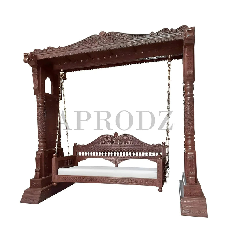 Wooden Swing Jhula with Stand for Indoor Outdoor & Balcony | House Swings for Adults (Walnut and Honey Finish) 