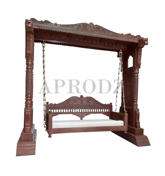 Wooden Swing Jhula with Stand for Indoor Outdoor & Balcony | House Swings for Adults (Walnut and Honey Finish) 