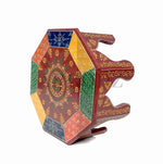 Handpainted Bajot: Antique Design, Multipurpose Stool, Decorative Pooja Mandir Stand 