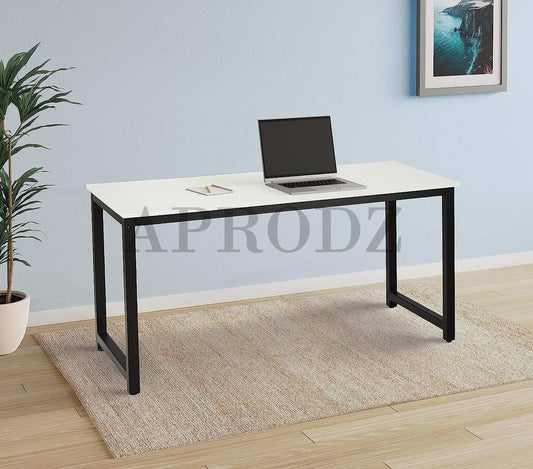 APRODZ Computer Desk 55" Modern Sturdy Office Desk Study Writing Desk for Home Office, White