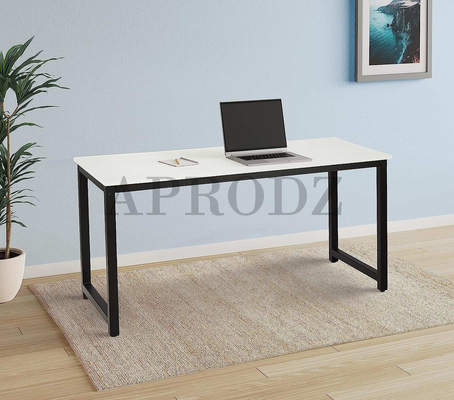 Computer Desk 55" Modern Sturdy Office Desk Study Writing Desk for Home Office, White 
