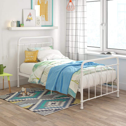 Marks Elegant Metal Bed Frame with Headboard & Footboard 