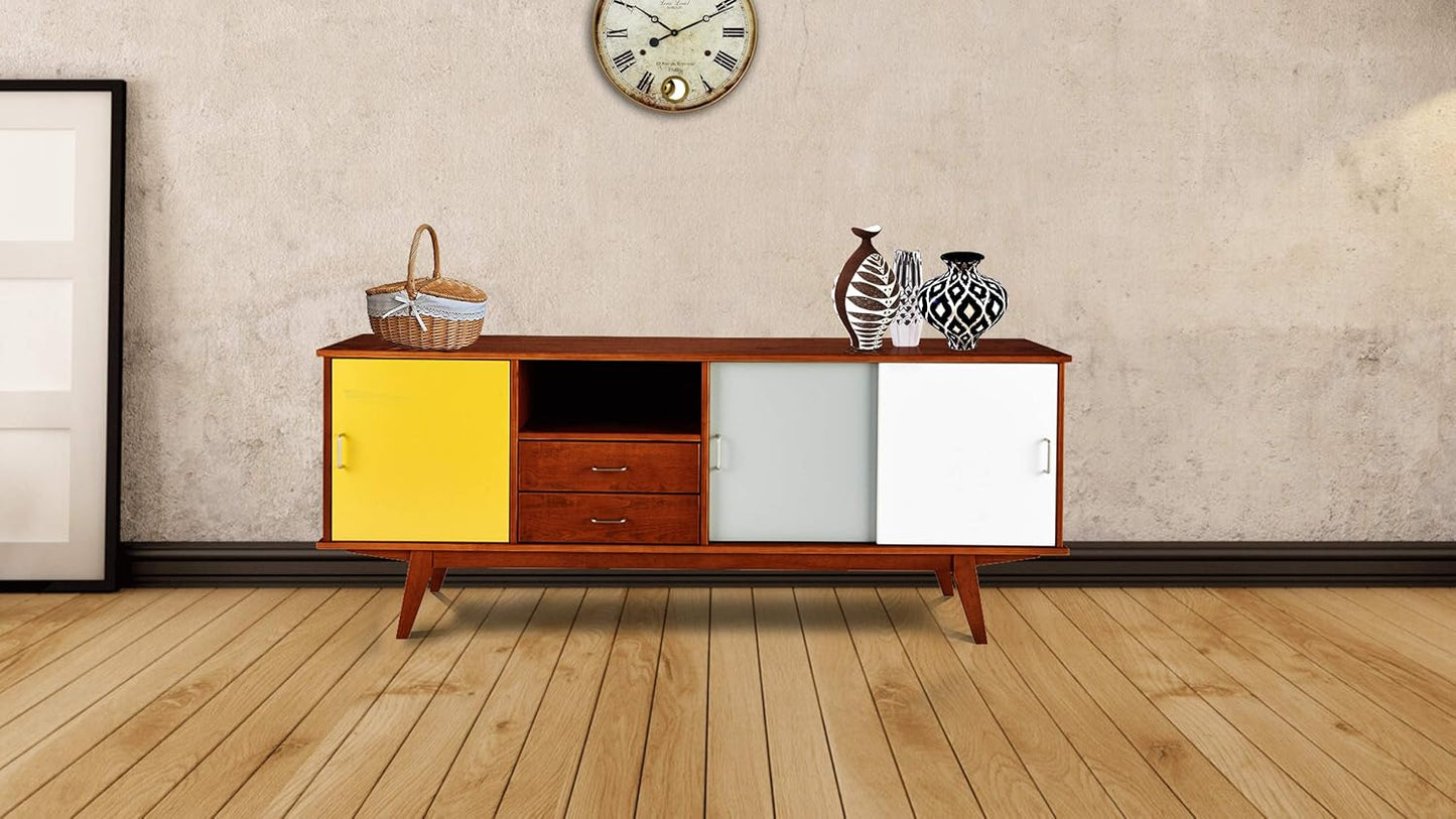 APRODZ Mango Wood Poltava Sideboard Storage Cabinet for Living Room | Wooden Cabinet for Kitchen | Multicolor Finish