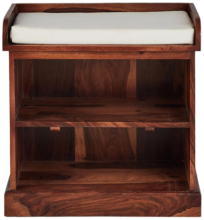 Wooden Multipurpose Cupboard & Shoe Rack – Spacious Storage Cabinet with Seating for Home, Entryway & Living Room (Large, Teak Finish) 