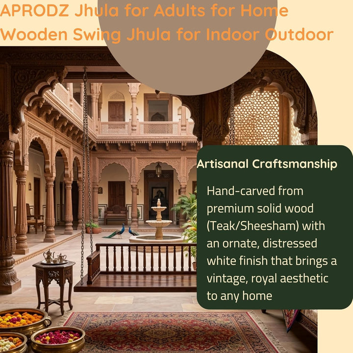 Translation missing: en.Wooden Swing Jhula for Indoor Outdoor &amp; Balcony | House Swings for Adults (Teak) (DIY) 