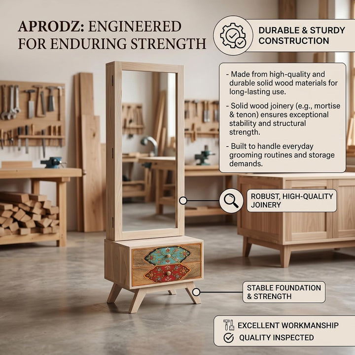 Translation missing: en.Hand-Painted Solid Wood Dressing Table with Two Drawer Storage for Living Room (White + 