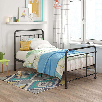 Marks Elegant Metal Bed Frame with Headboard & Footboard 