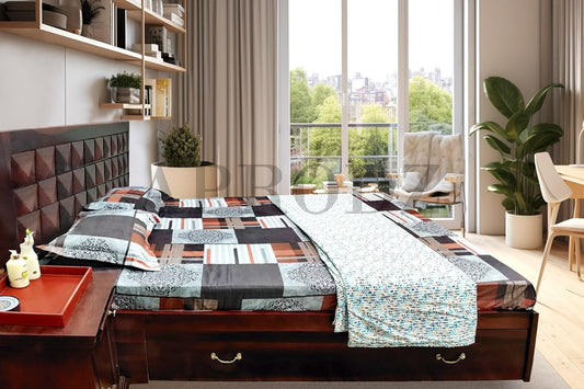 Solid Sheesham Wooden Double Bed with Storage Box for Living Room, Bed Room