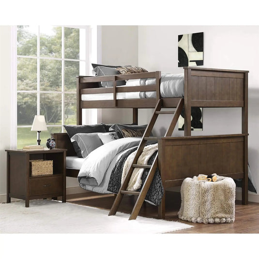 Translation missing: en.APRODZ Mango Wood Bussbe Kids Bunk Beds with Ladder for Bedroom | Brown Finish
