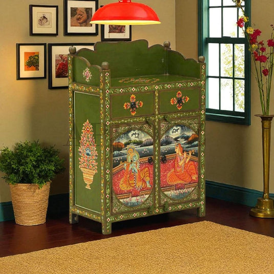 Translation missing: en.Handpainted Wooden Storage Cabinet Living Room (Multicolor) 