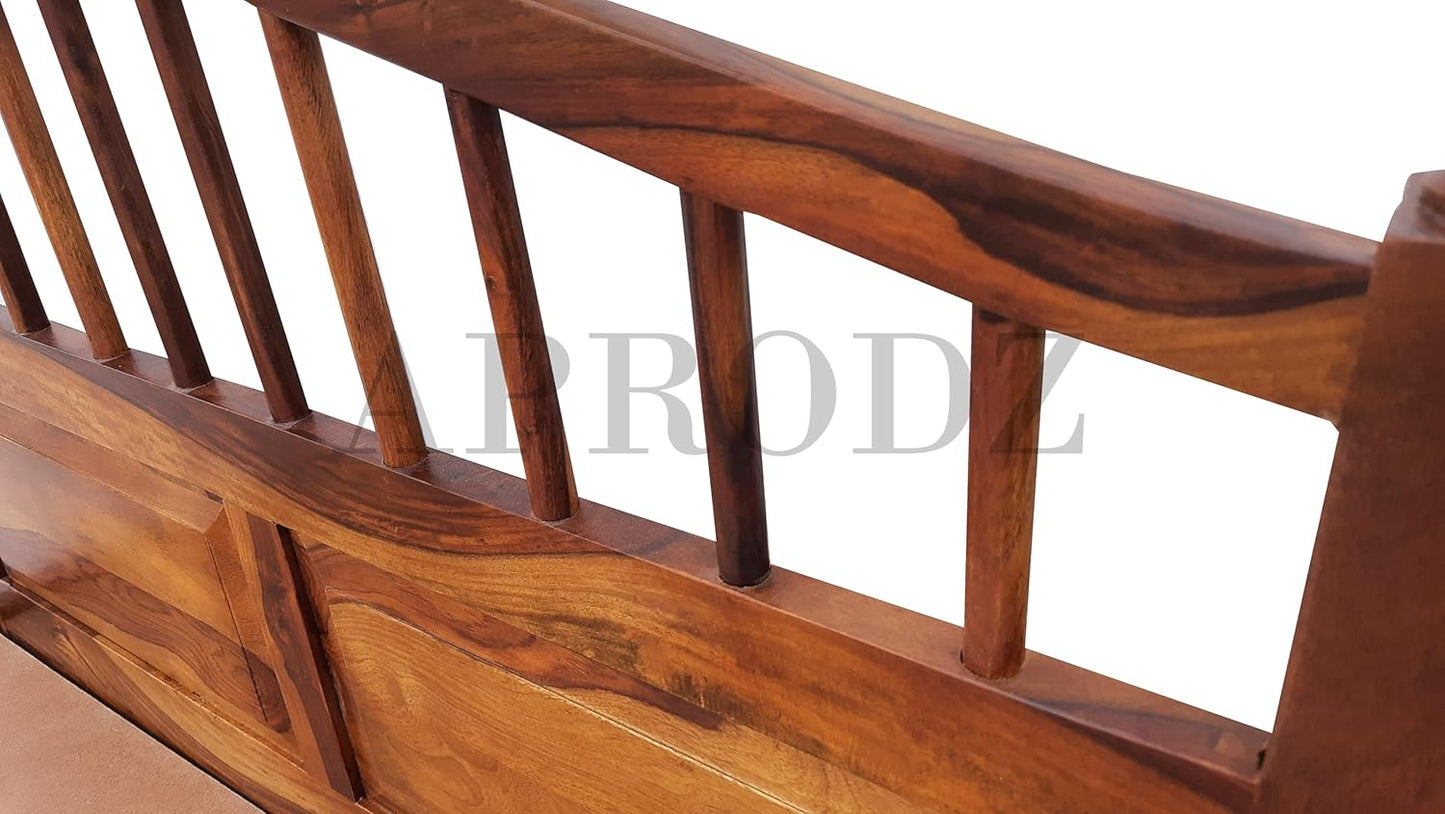 Patarp Sheesham Wood Single Size Bed for Bedroom & Living Room (Honey Finish)