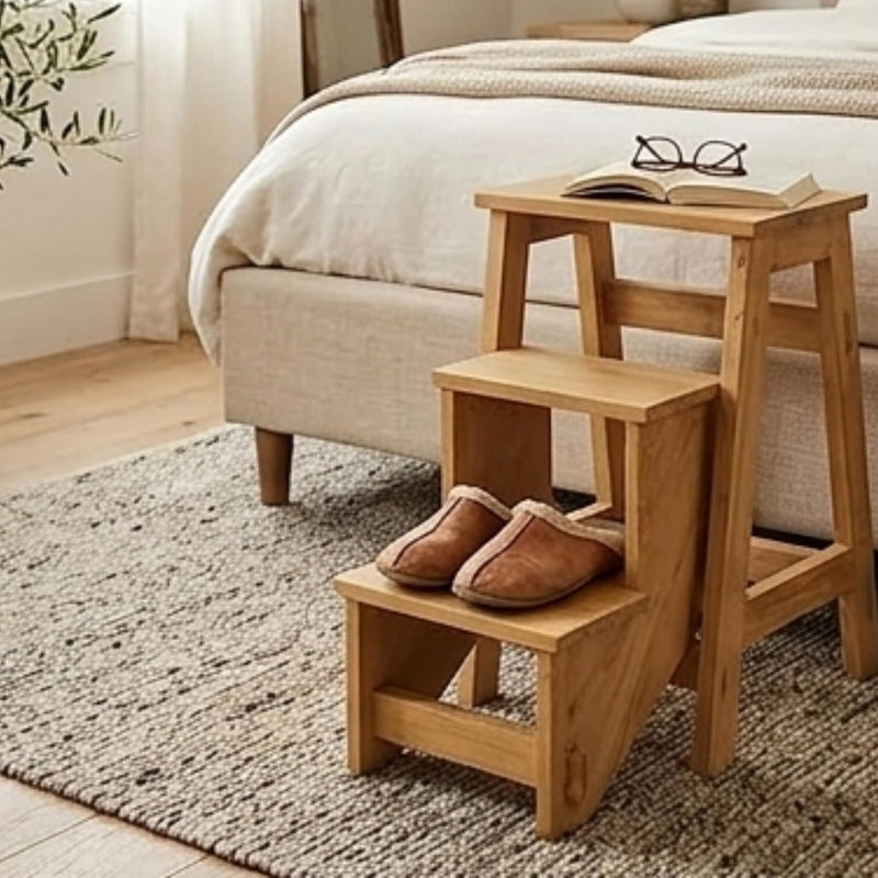 Mango Wood Folding Step Side End Table for Home | Stap Stool Table 