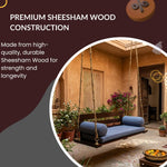 Sheesham Wood Jhula for Adults for Home Swing Jhula with Back Support and Stainless Steel Assessoriesfor Indoor Outdoor & Balcony Traditional Hammock House Swings Jhula (Walnut Finish) 