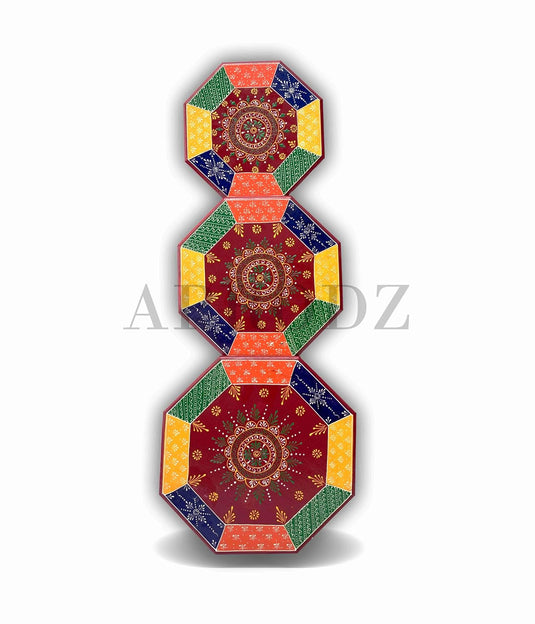 Translation missing: en.Handpainted Bajot: Antique Design, Multipurpose Stool, Decorative Pooja Mandir Stand 